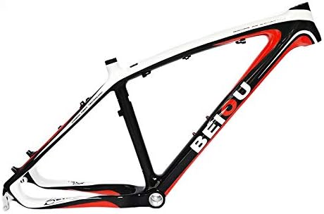 Bero 3K Carbon Fiber Mountain Bike Frame 26" Glossy White Red Unibody External Cable Routing T700 Ultralight MTB Frame (15 inch)