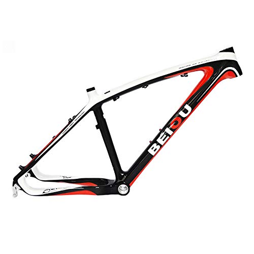 Bero 3K Carbon Fiber Mountain Bike Frame 26" Glossy White Red Unibody External Cable Routing T700 Ultralight Mtb Frame (15 Inch) #TOP2