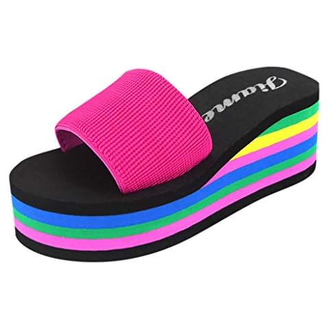 Women's High Heel Rainbow Platform Slippers Cover