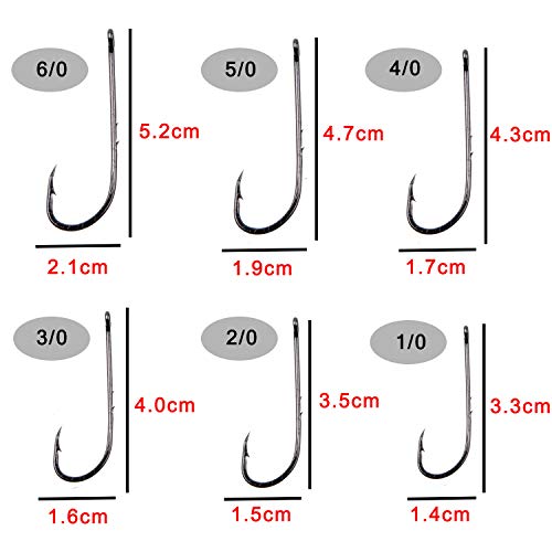 Köderhaken mit Widerhaken, 100 Stück, Karbonstahl, langer Schaft, Köder, Angelhaken, 92247, Schwarz mit 2 Köderhalter… – Bild 4