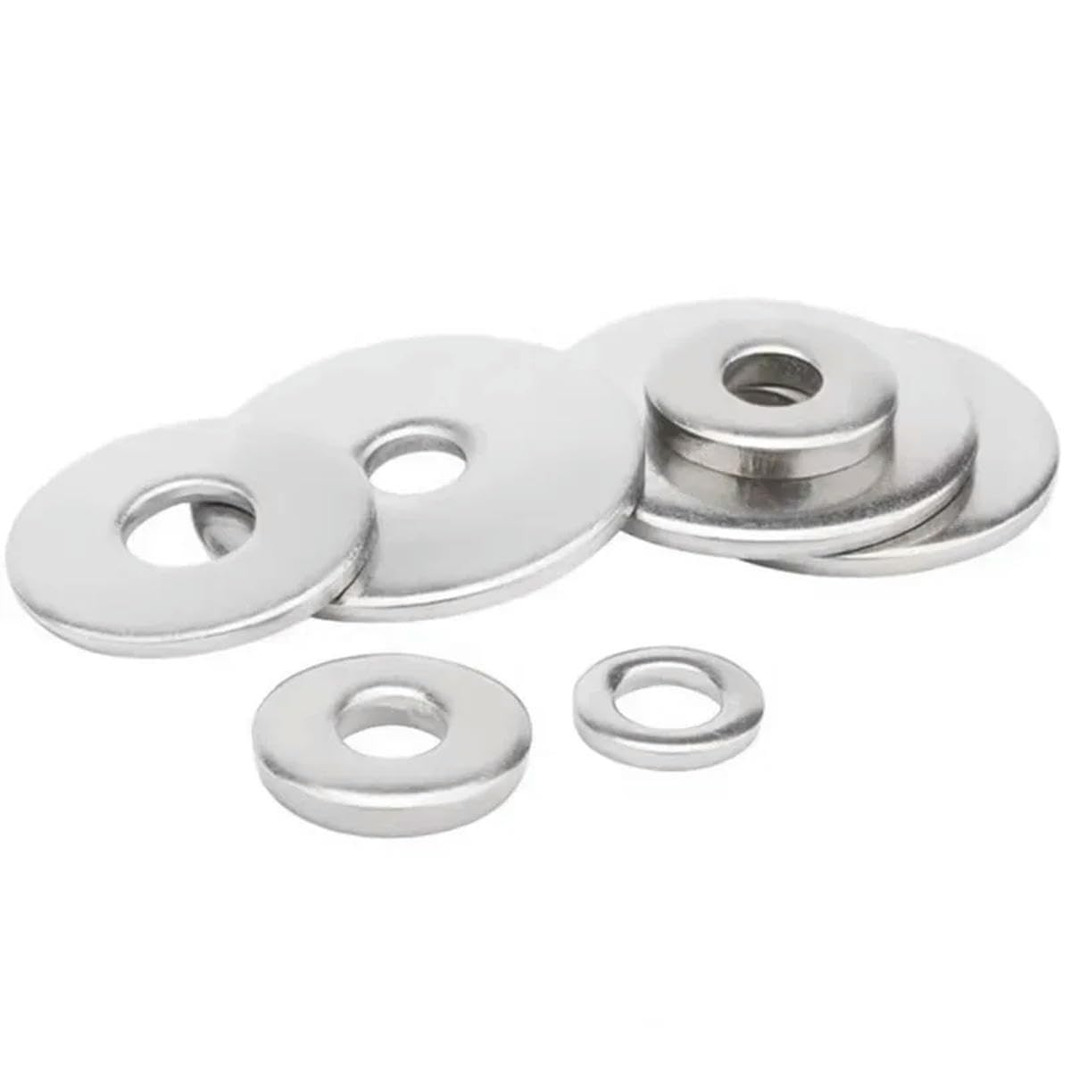 580 unids/caja M2 M2.5 M3 M4 M5 M6 M8 M10 M12 Junta Arandela de oblea plana Acero inoxidable 304-5 CAJAS-junta