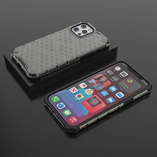Image of Glasgow Back Case Cover Compatible with Apple iPhone 12 Pro Max (Honeycomb Pattern) - Black