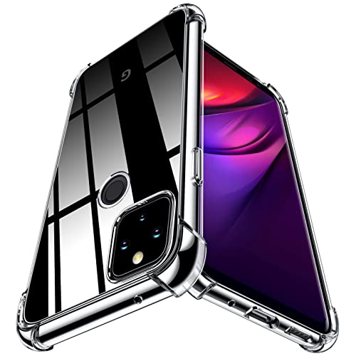 【WYEPXOL】Google Pixel 5A ケース クリア 耐衝撃 四隅エアクッション TPU ソフト ストラップホール付き 軽量 薄型 Pixel 5Aケース 透明 シリコン 衝撃吸収 耐久 黄変防止 指紋防止 滑り止め 脱着簡単 カバー ZW79