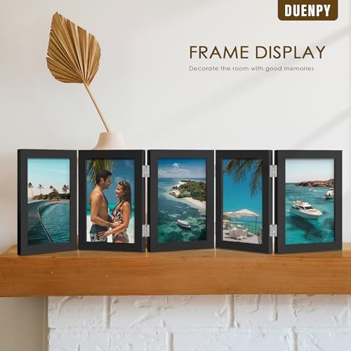 Image of DUENPY 5 Folding 4x6 Accordion Wood Frame Plexiglass Black