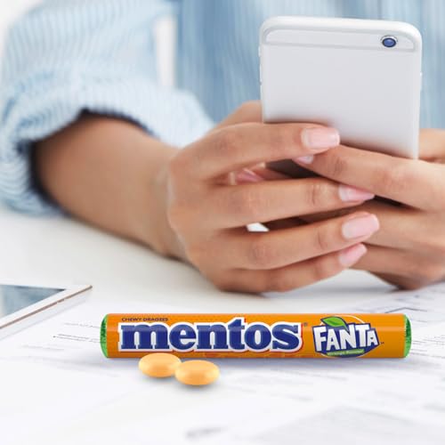 Mentos Fanta Dragees, Frucht-Bonbons mit Original Fanta-Flavour, Kaubonbons mit fruchtigem Orangen-Limonaden Geschmack, Süßigkeiten Multipack (40 Rollen), vegan
