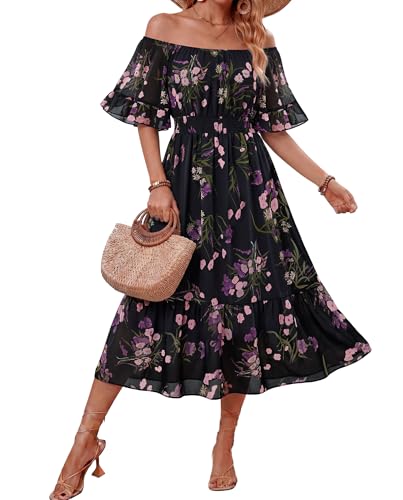 VAFOLY Cocktail Dresses for Women Wedding Guest：Womens Ruffle Sleeve Summer Casual Beach Vacation...