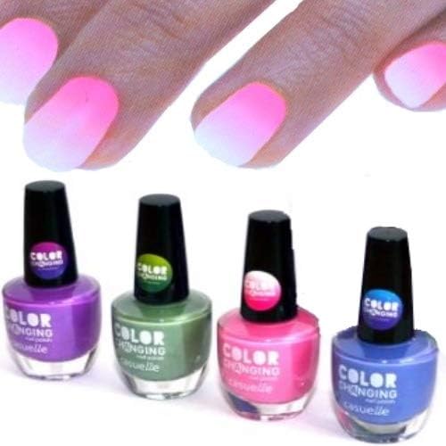 4 x colours thermal effect nail polish, colour changing nail polish wow