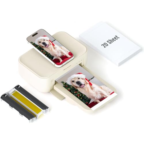 HPRT Photo Printer 4x6,+20 Sheets&1ribbon,Wi-Fi Wireless Instant Picture Printer for iPhone, Android, Smartphone, Thermal Dye-Sublimation, AR Video...