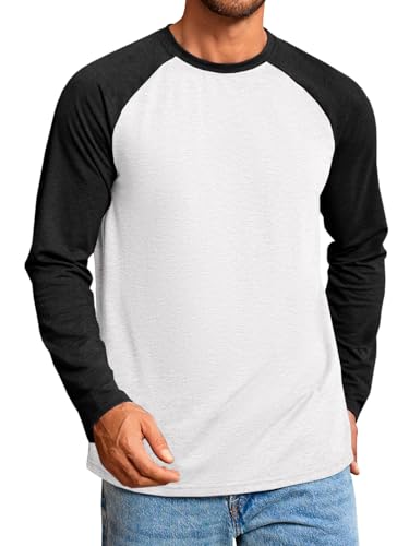 Runcati Mens Baseball Shirt Casual Raglan Long Sleeve Crewneck Graphic T-Shirt Lightweight Vintage Tops