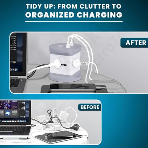 Image of Blackt Electrotech (BTCB1) 7-in-1 Extension Box - Extension Board with USB & Power Extension Board for Home, Office & Travel - 4 AC Multi Plug Socket, 2 USB, 1 C Type, 5ft Flat Plug Cord