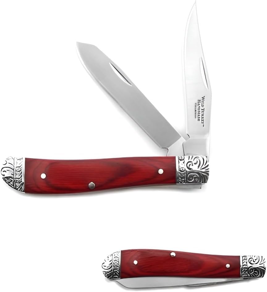 Old Ram Collection Everyday Carry Manual Folding Pocket Trapper Knife (Green Wood)