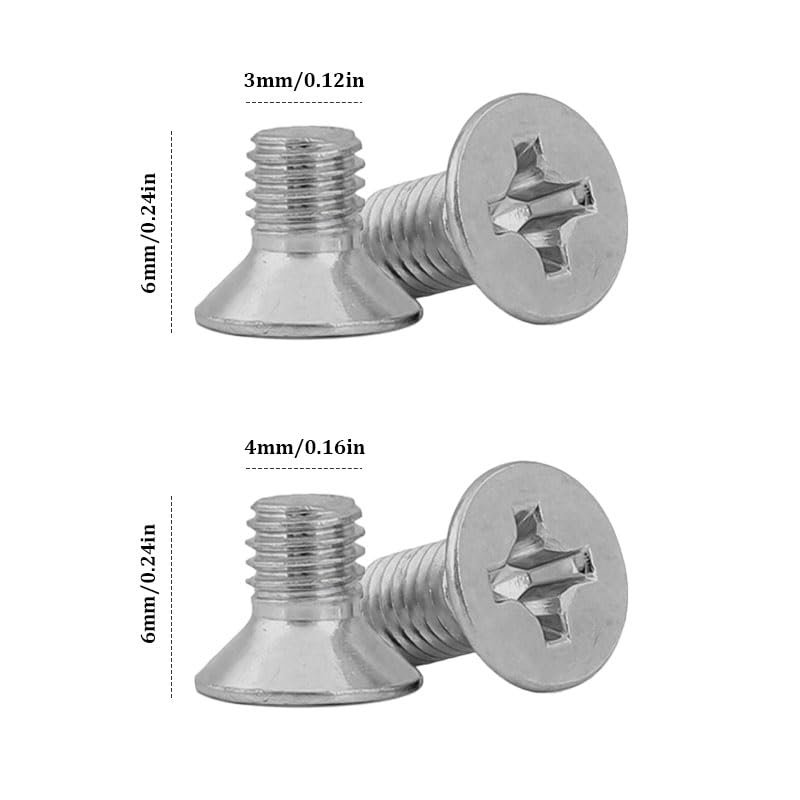 10PCS M3M4x6 Stainless Steel Grub Screws Door Handle Fixing Screws Cross Pan Head Machine Screws & Hex Bolt-Nut Countersunk Bolts for Door Handles Light Fixtures & Home Repair - Image 2
