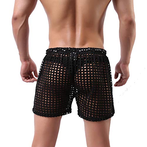 YUFEIDA Mens Hollow Openwork Drawstring Lounge Underwear Boxer Shorts Loose Bikini Trunks Multi Color3