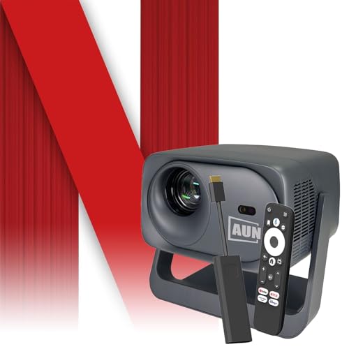 Image of Certified 4K GTVS + Dolby Digital Plus with Atmos, HDR10, 24000 Lumens & HDMI EARC AUN Spectra Projector 4K Ultra HD True Support, 1080p Native, Dual HDMI, YouTube Hotstar Prime, AUN Projector