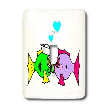 Interrupteur à bascule simple Mustache Fish Kiss 3dRose pour décoration murale de maison