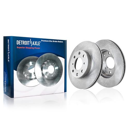 Image of Detroit Axle - Front Brake Kit for 1990-2000 Honda Civic 1990-1991 CRX | Disc Brake Rotors and Ceramic Brakes Pads Replacement 9.45 inch inch Front Rotors