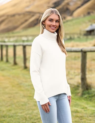 Image of Zeagoo Women's Turtleneck Sweater 2026 Fall Winter Chunky Knitted Pullover | High Low Hem Trendy Basic Jumper Top, Long Sleeve Casual Knit Pullover 2026, Fall Fashion Outfits, Winter Clothing for Women