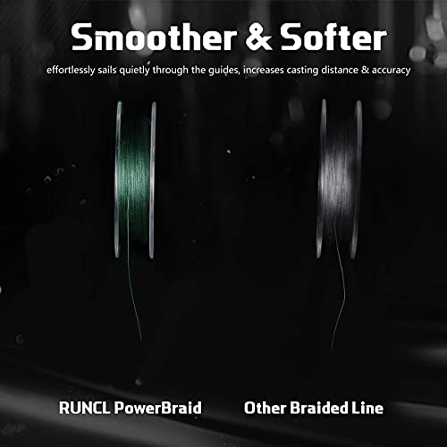 Image of RUNCL PowerBraid Fishing Line 4 /8 /9 Strands, Braided Fishing Line 300 /500 /1000Yds - Seamless Weaving Tech, Enhanced Coating Tech, Zero Stretch, High Sensitivity, Smaller Diameter - Braid Line 15-115LB