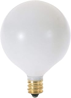 Satco A3925 130V Candelabra Base 25-Watt G16.5 Light Bulb, Satin White