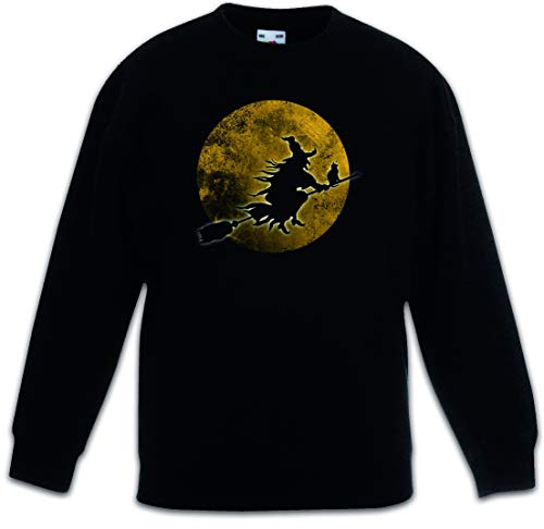 Sweat-shirt sorcière lune pull noir enfant chaud et robuste