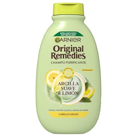 Garnier Original Remedies Champú Para Pelo Graso, Arcilla y Limón, 300 ml (Paquete de 1)