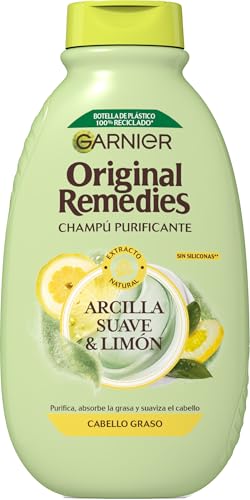 Garnier Original Remedies Shampoo mit weichem Ton und Zitrone, für fettiges Haar, 400 ml