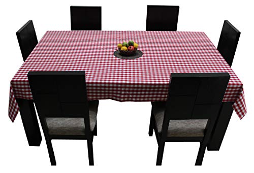 Image of AIRWILL Branded, 100% Cotton Yarn-Dyed Multicolor Checks with 6 /8 Seater Tablecloth, Sized 140cm Width and 180cm Length, Pack of 1 piece
