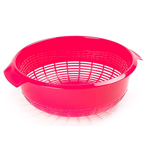 Tradineur - Scolapasta in plastica con manici, scolapasta, cesto di scarico frutta, verdura, pasta, cucina, Ø 27 cm, colore casuale