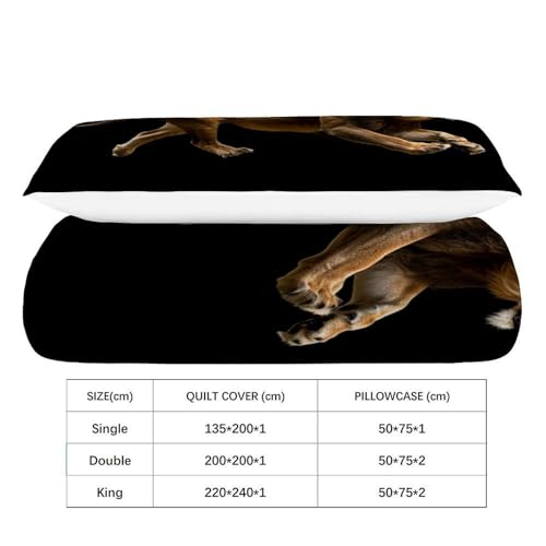 Housse de couette lion infroissable en microfibre douce avec fermeture éclair zip