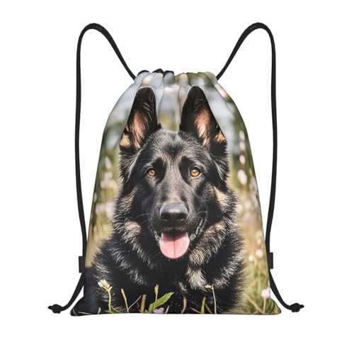 Drawstring Backpack Gym Drawstring Bag black german shepherd Sackpack String Bag for Sports Travel