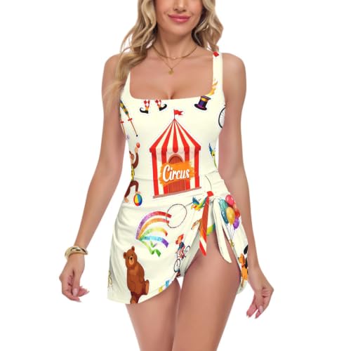 Traje de baño de circo con tirantes dobles que realza tu silueta de forma colorida