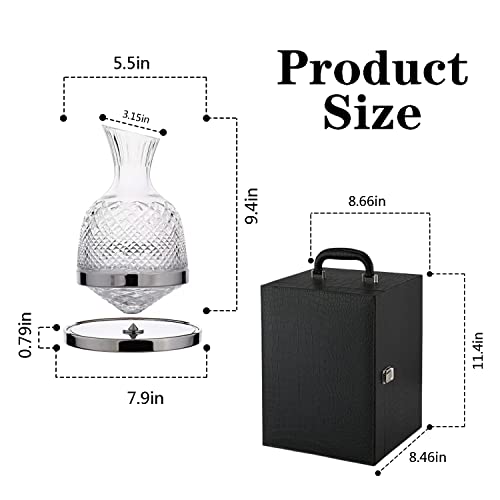 Spinning Wine Decanter, Suitcase Packing Crystal Glass Wine Decanter, Manual Rotation 360°Rotating, 1.5L/50Oz Crystal Rotating Decanter For Wine Liquor Drinker, Glass Wine Decanter, Red Wine Aerator #TOP6