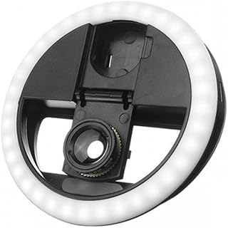 USB Selfie LED Light Ring Dimmable Lamp Flash Fill Clip Camera for Smartphone (Black)
