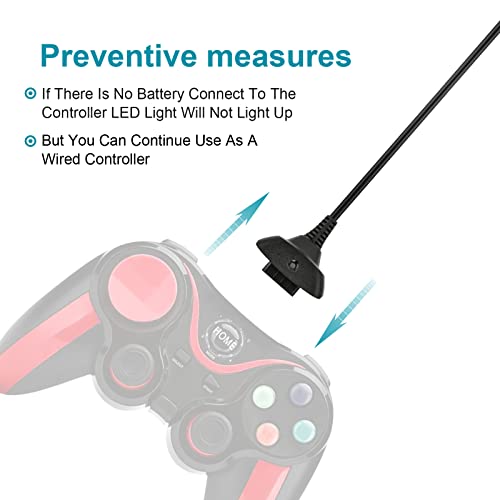 Xbox 360 Controller Charging Cable - Replacement for Microsoft Xbox 360 Slim Wireless Gaming Controllers Charger