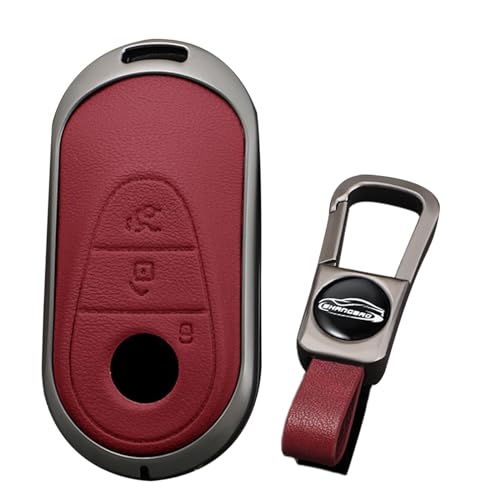 KUNIO Autoschlüssel Hülle Passt für Mercedes Benz C Klasse W206 S Klasse W223 C200 GLC 2023 2022 2021 2020 Schlüsselcover Schlüsseletui Schlüsselanhänger Zubehör B Rot