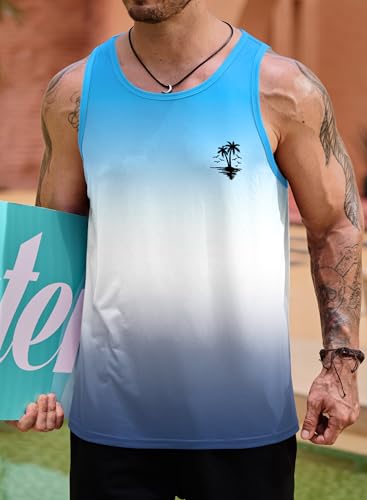 Image of VOGSTART Mens Hawaiian Beach Tank Tops Summer Vacation Muscle Top Graphic Sleeveless Shirts (S-3XL)