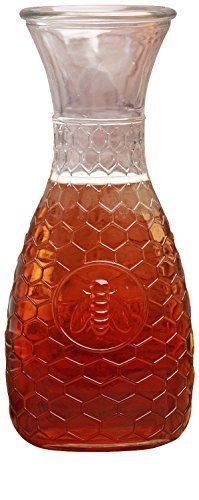 Circleware Garden Gate Honey Bee, 1 Liter Glass Water Drink Pitcher Carafe