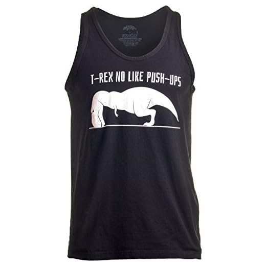 T-REX NO Like Push-UPS | Funny Adult Weight Lifting Workout Cross Train Tank Top(Large) Black