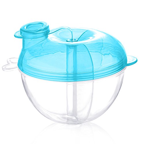 Image of Accmor Baby Formula Dispenser for On-The-Go Feedings, Three-Compartment Non-Spill Formula Container to Go, Snack Milk Powder Dispenser for Traveling with Infant Toddler, Blue