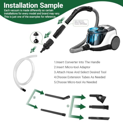 Image of EZ SPARES Crevice Attachment Kit, Compatible with 1-1 /4 Inch Vacuum,Micro Cleaning Tools for Keyboard, Crevice, Car, Vents & Tight Spaces, Woodworking,Pet Cleaning, with Storage Bag+Boost Suction