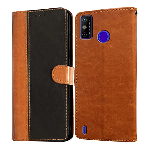 Image of Flip Cover Back Case for Tecno Spark Go (2020) | Premium Leather Finish | Inbuilt Pockets & Stand | Flip Cover Back Case for Tecno Spark Go (2020) (CamelBlue)