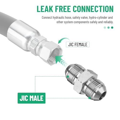 Image of 10 Pack Hydraulic Adapter Fittings: 3 /8 inch JIC Male x 1 /2 inch JIC Male
