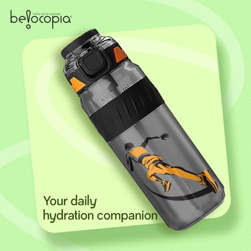 Image of Pulze Sports Sipper Water Bottle 750ml | Orange| BPA-Free, Leakproof Flip Cap with Straw | Time Marker Hydration Bottle | Durable Gym Bottle for Workout, Running & Daily Use