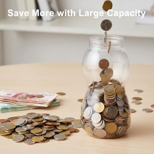 Image of SUPVOX Baby Bottle Piggy Bank 11.02 X 4.13 X 4.13 in Transparent Money Box Saving Pot Money Box for Coins Desktop Ornament for Kids Birthday Baby Shower Nursery Decor