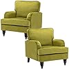 Modern accent chair set of 2 velvet armchairs comfy reading chair single sofa couch for bedroomliving room olive green  urban country home decor