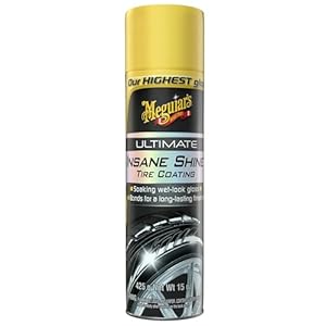Meguiar’s G190315 Ultimate Insane Shine Tire Coating, gives a Finish that Creates a Lasting Wet-Look for a Classic Black Shine, Easy to Use, No Hassle, No Mess, Ultimate Protection, 15 Oz Aerosol Can
