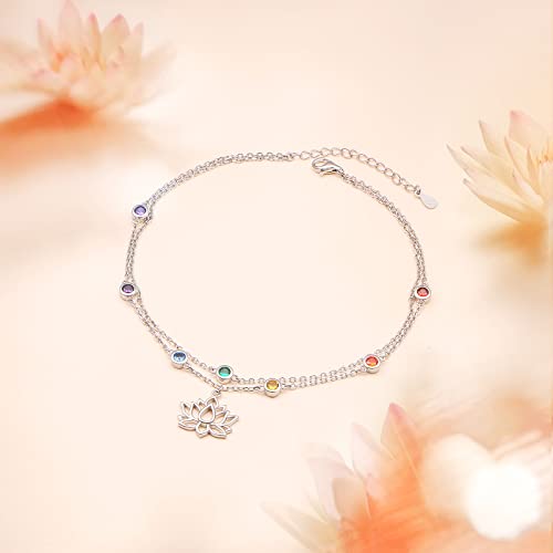 Image of Yearace Anklet for Women S925 Sterling Silver Adjustable Foot Beaded Chain Lotus Flower Claddagh Dragonfly Witches Knot Ankle Bracelet Summer Beach Anklets Jewelry Gift