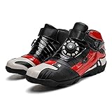 MYYU Motorcycle Boots Touring Boot Waterproof Leather Motorbike Boots for Men Youth Motocross Off-Road,Red,43EU/9.5US