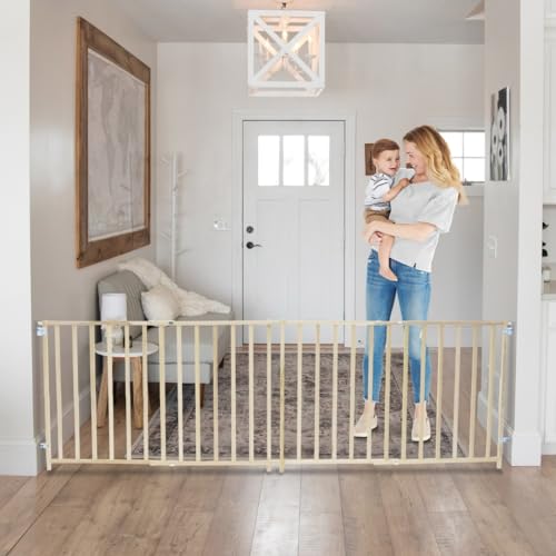 Toddleroo by North States Extra Wide Swing Wooden Gate, Fits 60″- 103″ Wide. Hardware Mount. Extra Wide Baby Gate, Child Gates for Wide Openings. Made in USA (27″ Tall, Sustainable Hardwood) Toddleroo by North States Extra Wide Swing Wooden Gate, Fits 60″- 103″ Wide. Hardware Mount. Extra Wide Baby Gate, Child Gates for Wide Openings. Made in USA (27″ Tall, Sustainable Hardwood)