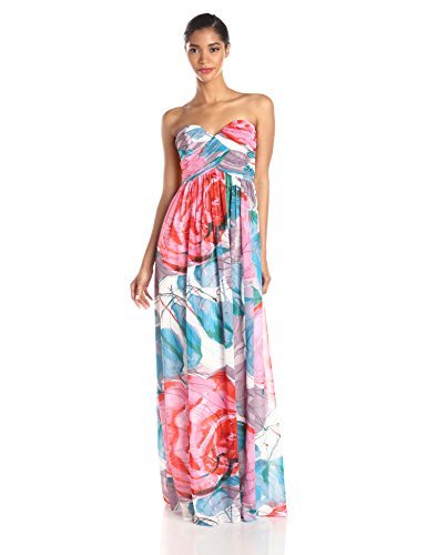 Donna Morgan Women's Laura Strapless Long Chiffon Printed Dress